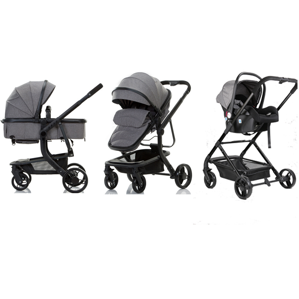 EN1888 wholesale baby stroller 3 in 1/good quality cheap baby pram/China new design black luxury baby carriage for sale