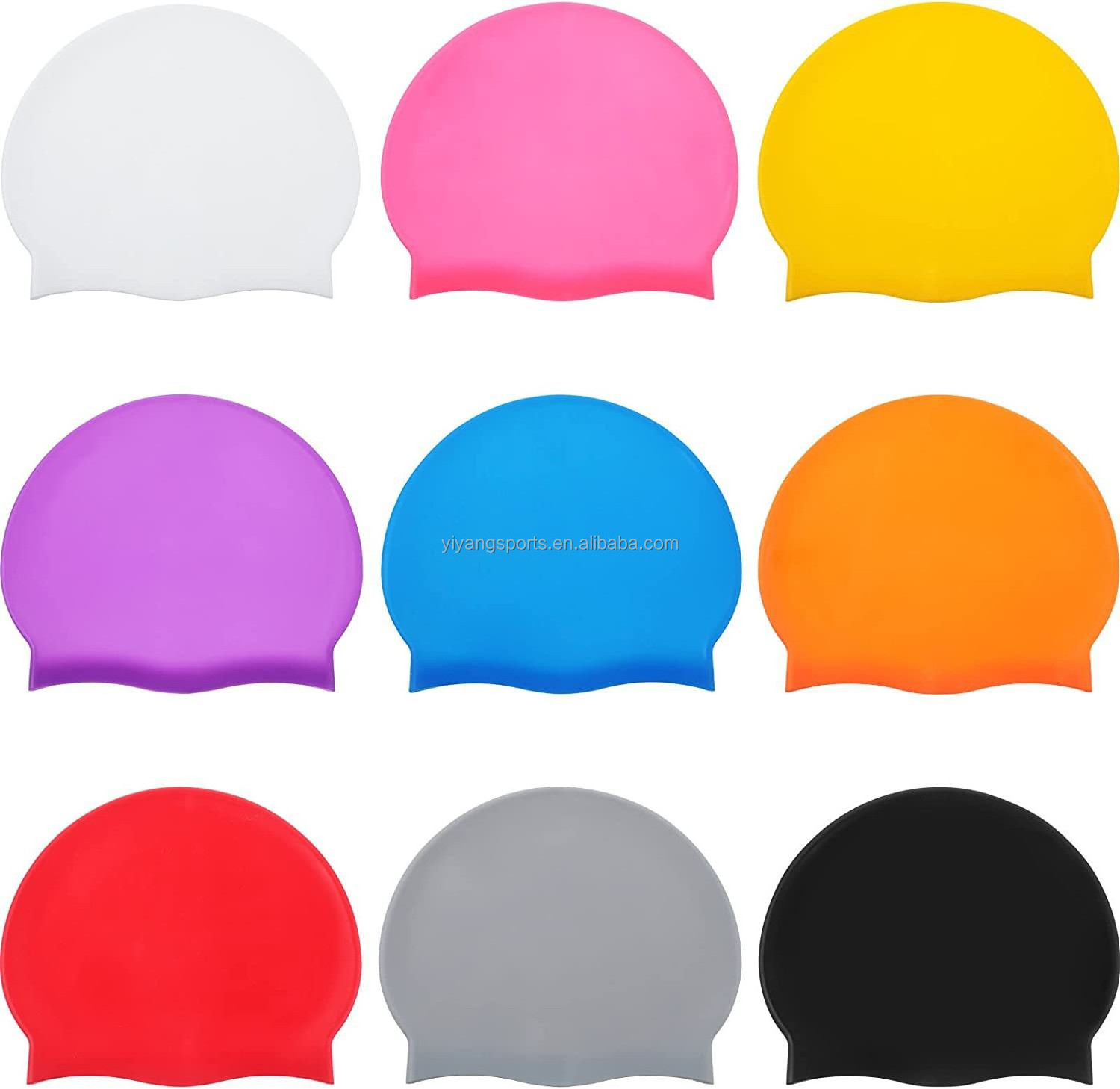 Spots Goods Unisex Elastic Silicone Dome Shape Non-slip Silicone Swimming Caps 60g Hats Portable Bathing Hat Kids Children