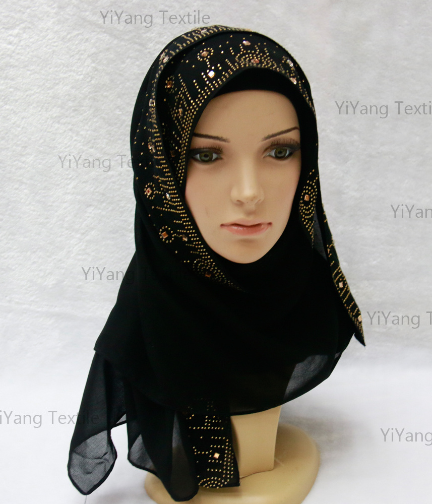 Premium Plain Islamic Arab Muslim Boutique Scarf wholesale Hijab With Women Glitter Scarf Luxury Diamond Scarves