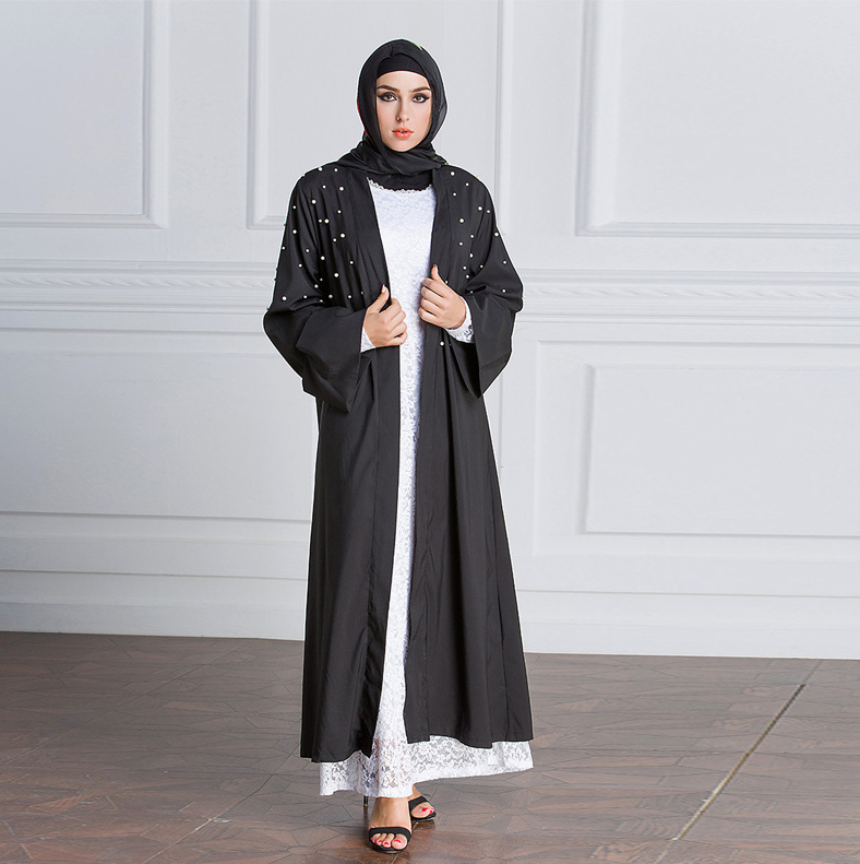 wholesale deira dubai kimono polyester open front jeddah beaded abayas