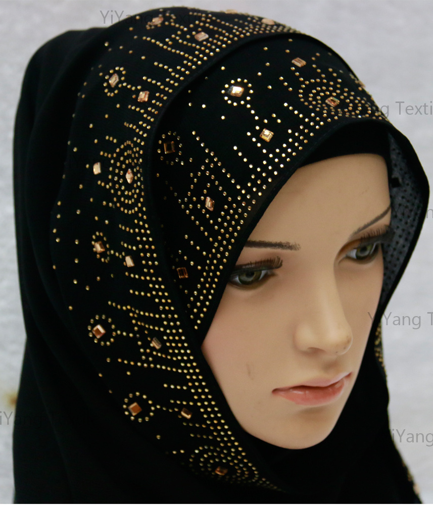 Premium Plain Islamic Arab Muslim Boutique Scarf wholesale Hijab With Women Glitter Scarf Luxury Diamond Scarves