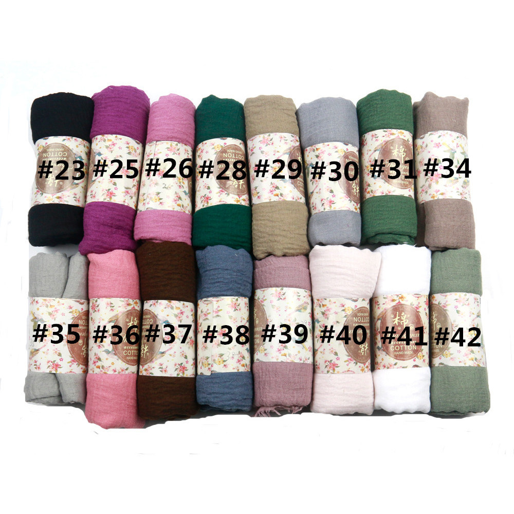 2021 New Style Plain Fashionable 64 Colors Crinkle Cotton Women african Muslim Hijab Scarf And Shawls For Ladies 90*180Cm