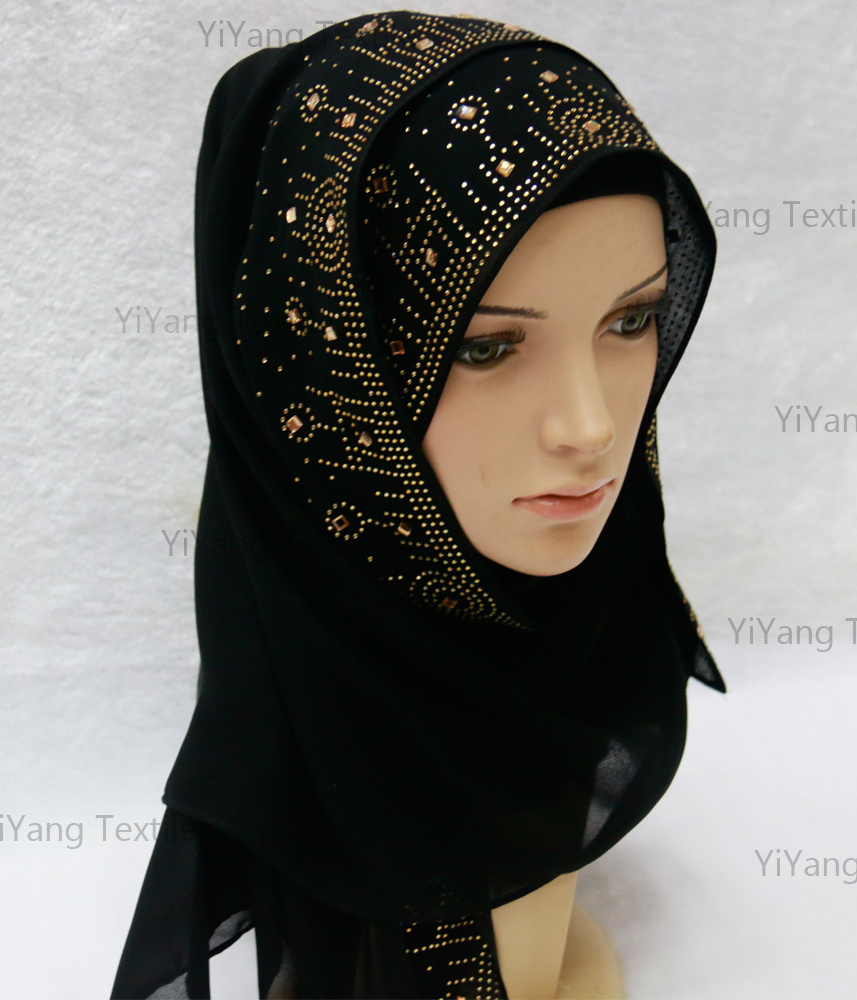 Premium Plain Islamic Arab Muslim Boutique Scarf wholesale Hijab With Women Glitter Scarf Luxury Diamond Scarves