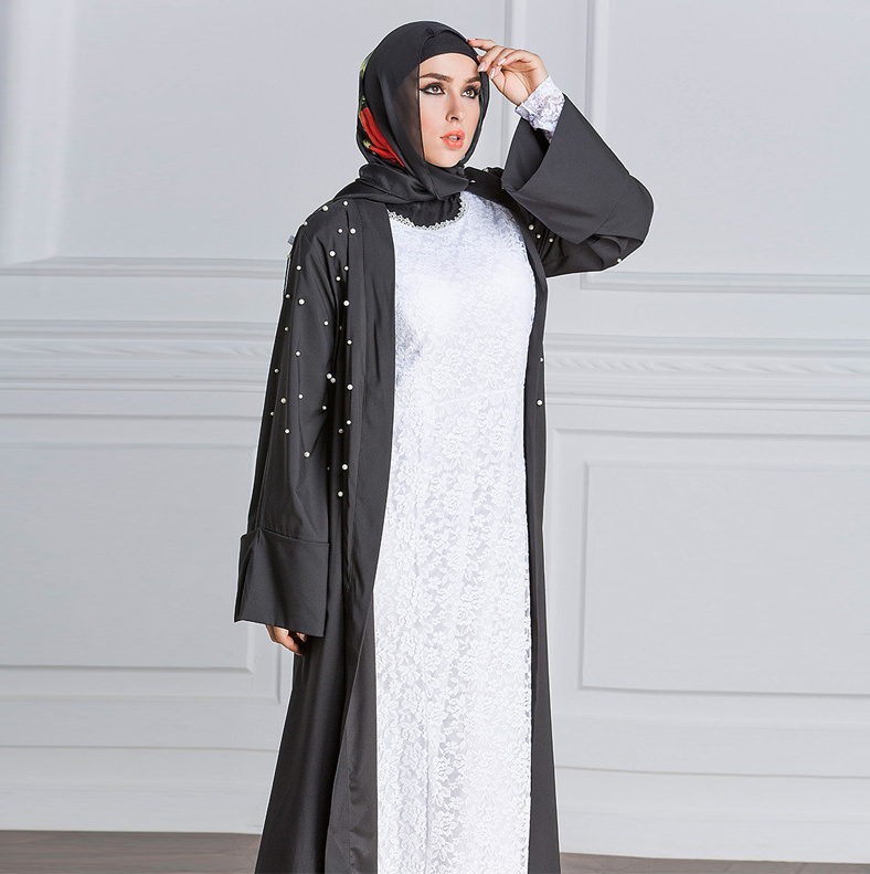 wholesale deira dubai kimono polyester open front jeddah beaded abayas