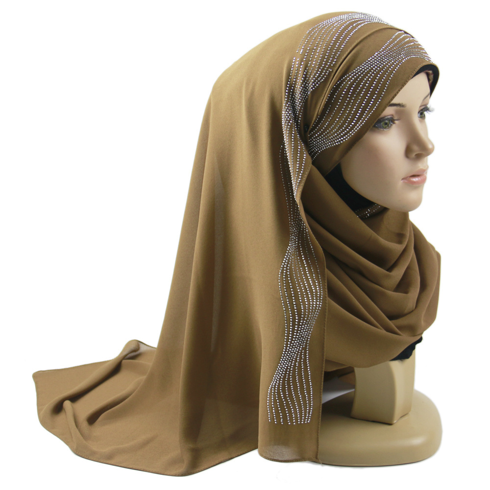 High quality crepe chiffon hijab scarf wraps soft long islam shawls muslim crinkle plain chiffon scarves hijabs