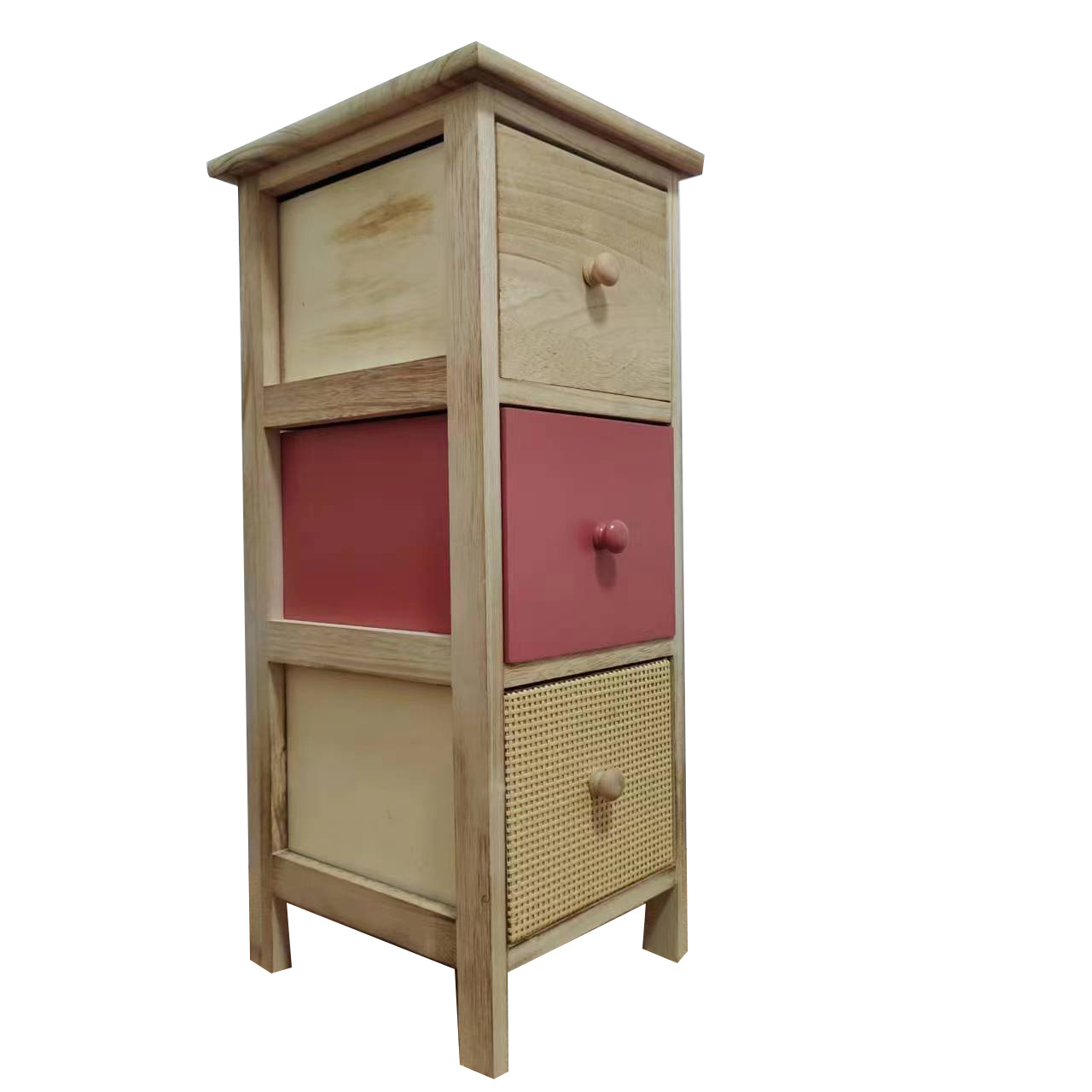 3 Drawers Wooden Kitchen Cupboard Cabinet Solid Wood Side Bedside Tables