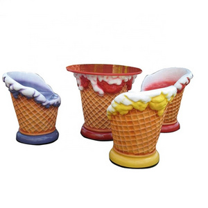 Hebei Outdoor fiberglass ice cream table and chair decoration sculpture crafts