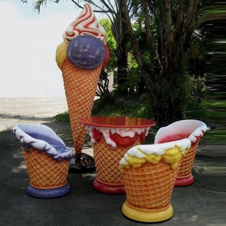 Hebei Outdoor fiberglass ice cream table and chair decoration sculpture crafts