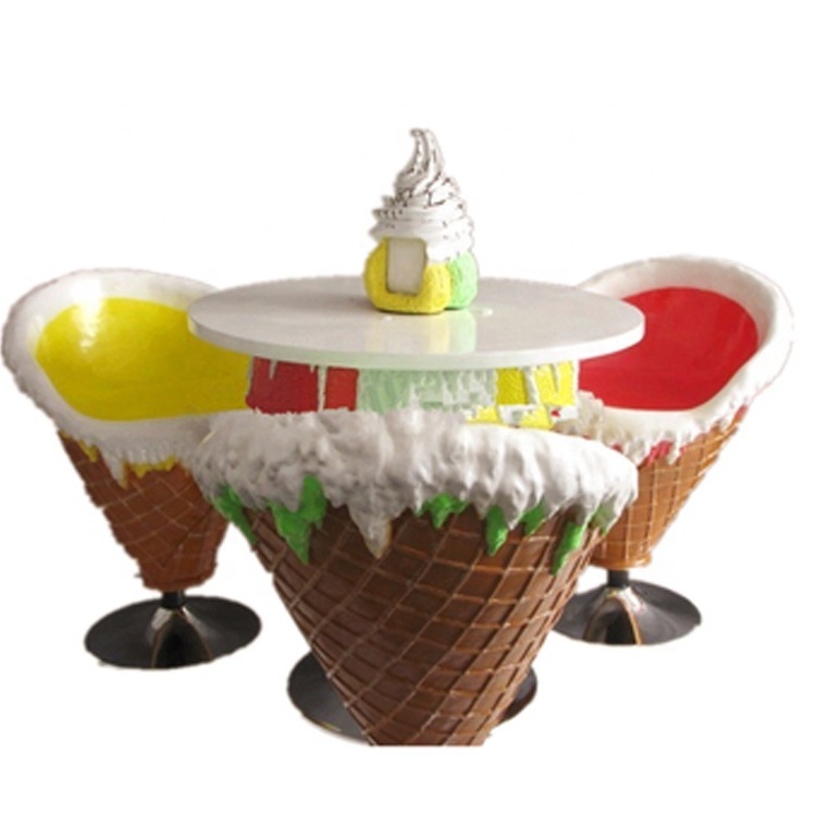 Outdoor fiberglass ice cream table and chair decoration sculpture crafts