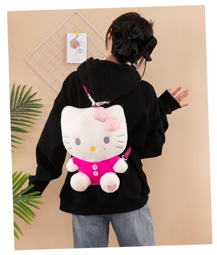 Wholesale Cheap Cute Cartoon Hello Kawaii Kitty Bag Animal Plush Backpack Children Kids Backpack