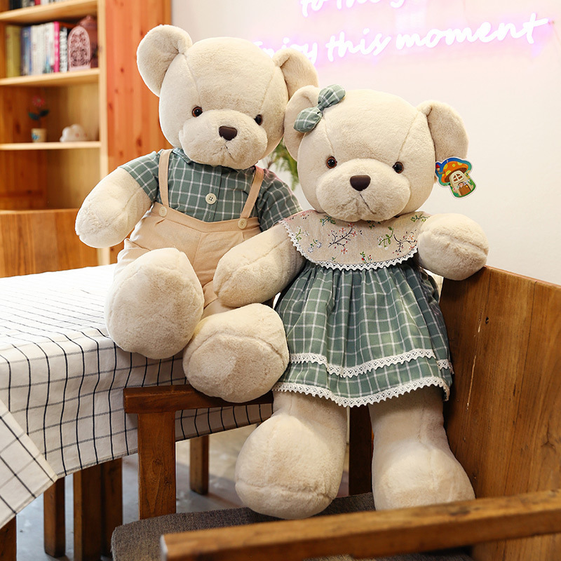 Vintage Teddy Bear Plush Toys For Kids Boys Girls Soft Teddy Bear With Skirt Pants Clothes Costume Bear Stuffed Animals