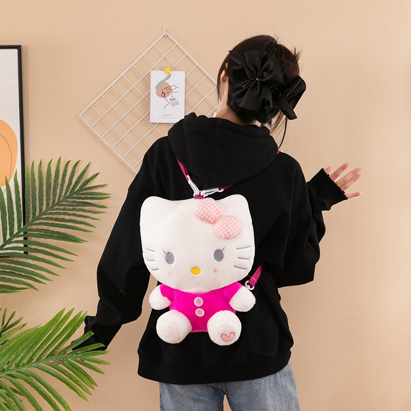 Small Bags Wholesale Plush Cartoon Backpack Hello Cute Kitty Shoulder Bag Children's Gift