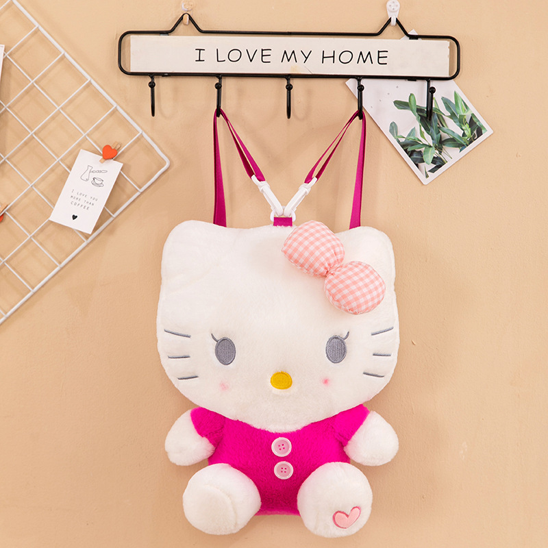 Wholesale Cheap Cute Cartoon Hello Kawaii Kitty Bag Animal Plush Backpack Children Kids Backpack