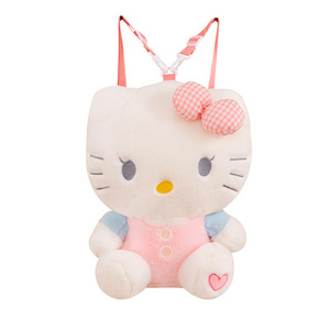 Wholesale Cheap Cute Cartoon Hello Kawaii Kitty Bag Animal Plush Backpack Children Kids Backpack