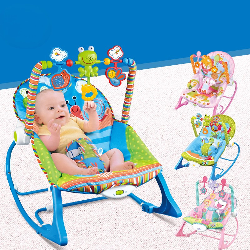 Multi Function Themes Baby Toddler Rocking Chair With Music Hanging Pendant Toys Vibrate Kids To Sleep Infant Rocker