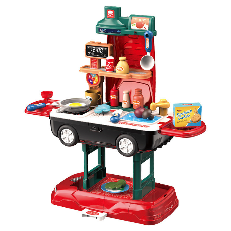 2 In 1 Car Pretend Play Sets Kitchen Toys Set Home Kitchen Sets For Toddlers'Role Play Fun Indoor Playhouse Toys For Kids