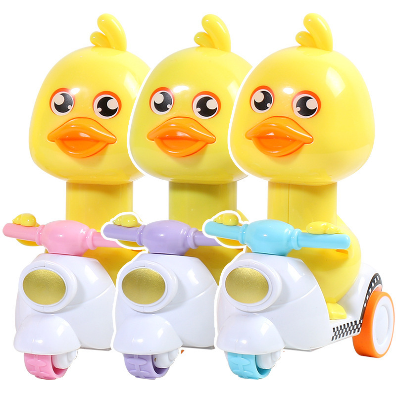 Not Need Battery Press Than Return Child Mini Yellow Duck Inertia Motorcycle Baby Back Car Toy Cartoon Cute Press Duck Toy