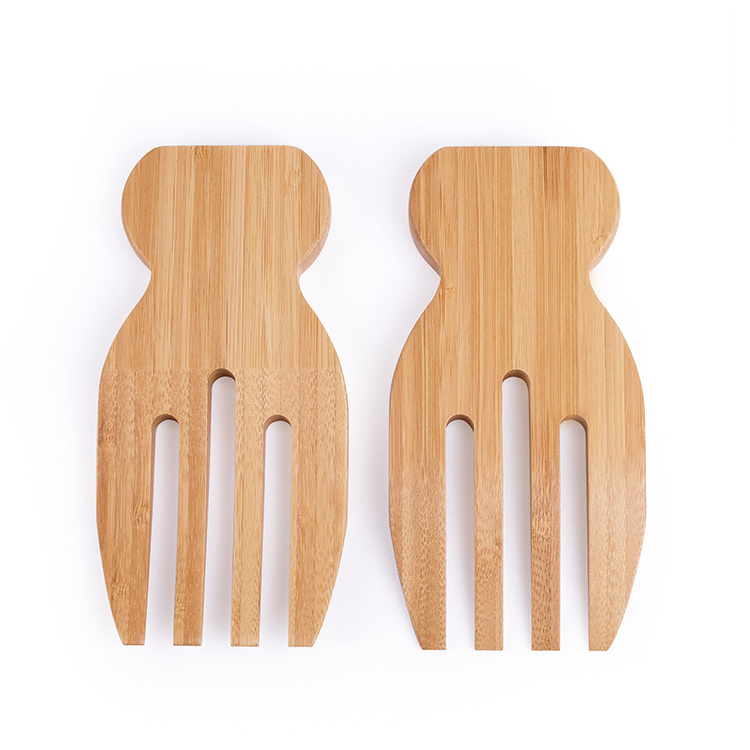 Wholesale Kitchenware Cutlery Set Eco-friendly Bamboo Salad Claw Salad Hand salad spinner