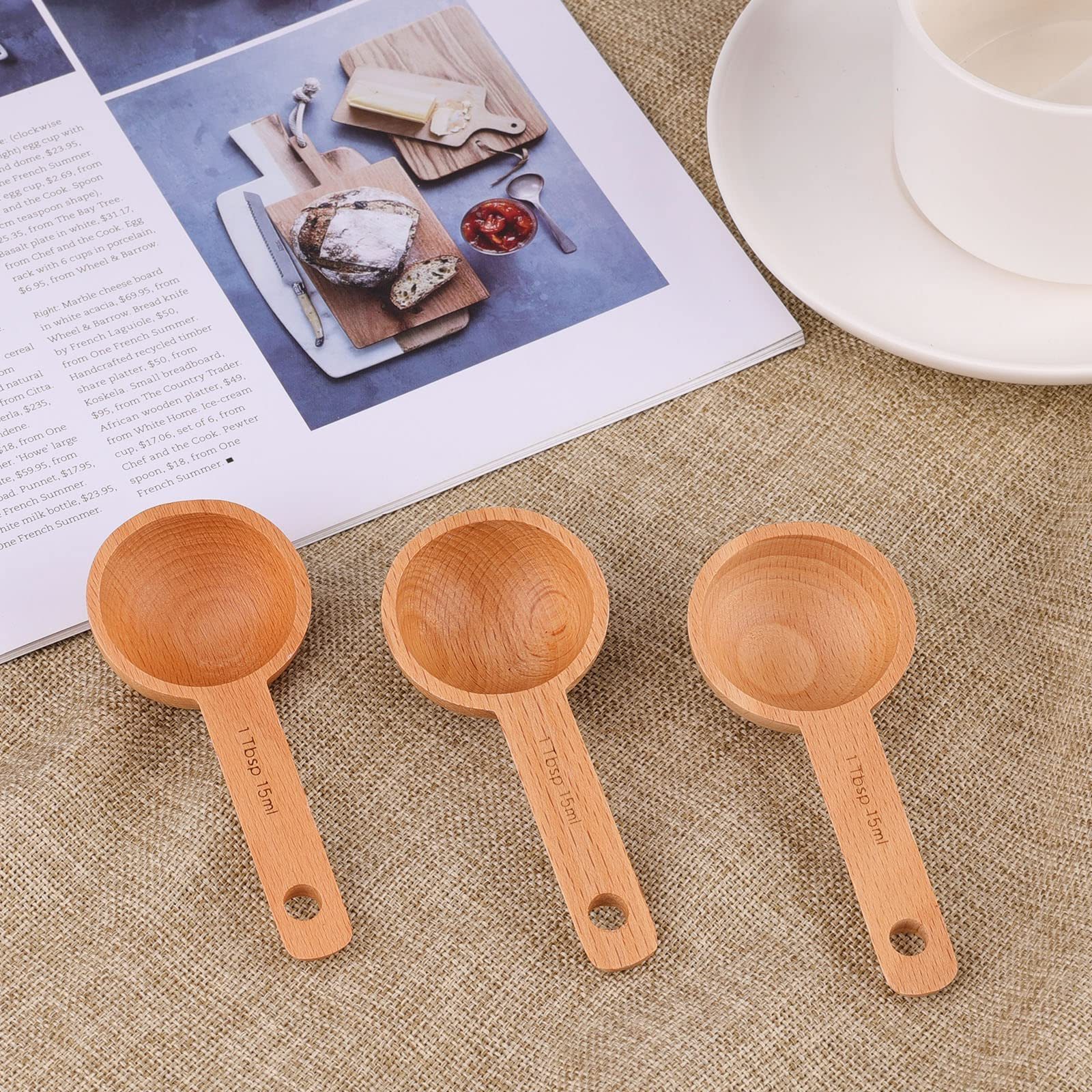 Wholesale Wood Coffee Scoops in Beech Measuring Spoons Set Ground Coffee Scoop 1/2 Tablespoon Tea Spoon