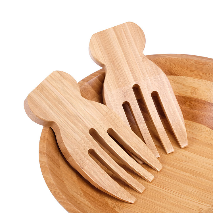 Wholesale Kitchenware Cutlery Set Eco-friendly Bamboo Salad Claw Salad Hand salad spinner