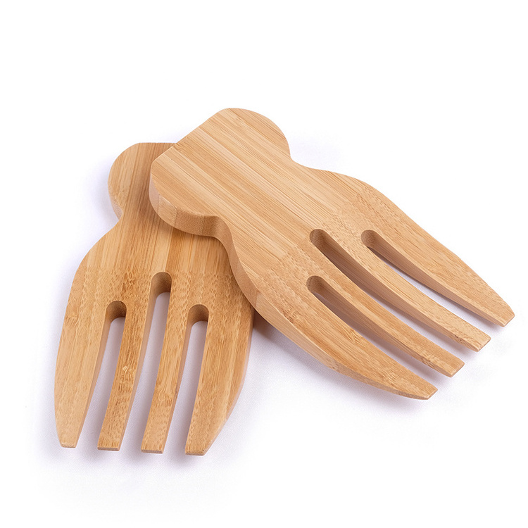 Wholesale Kitchenware Cutlery Set Eco-friendly Bamboo Salad Claw Salad Hand salad spinner