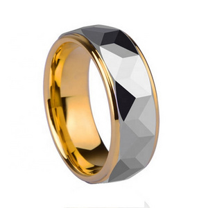 High quality gold color diamond cutting men tungsten wedding ring