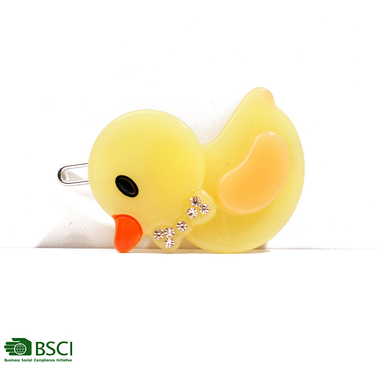 YiYi Korean Style Cute Little Yellow Duck Acetate mini hair clip Fashion crystal hair clip Wholesale