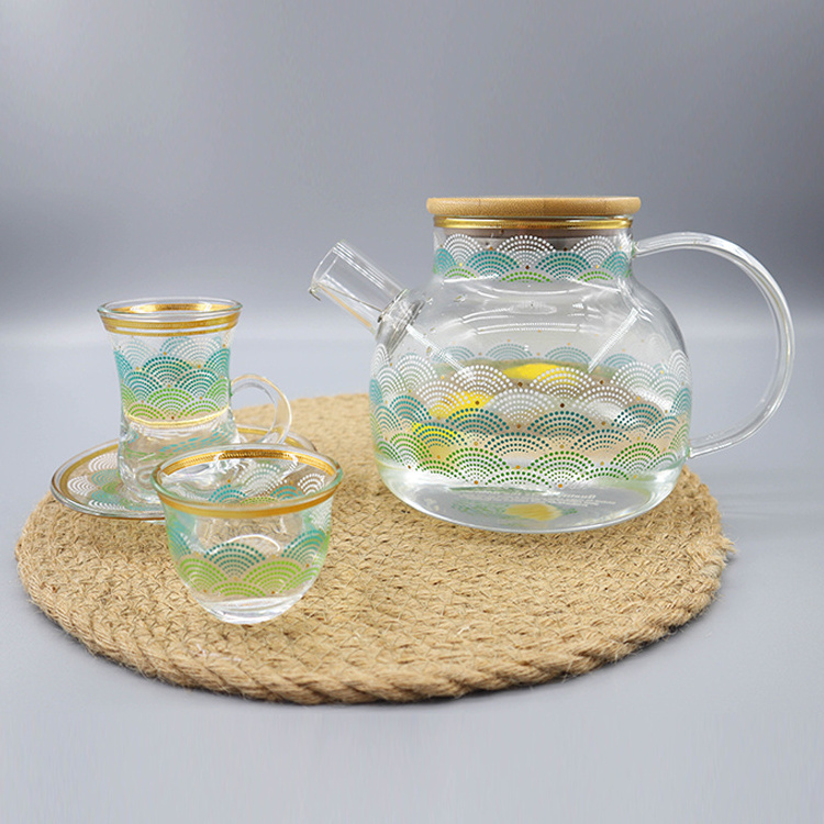 Promotional Wholesale crystal glassware Glass Water Set Food Grade nordic drinkware Pitcher Set With Lid Juice Glasses Drinkware