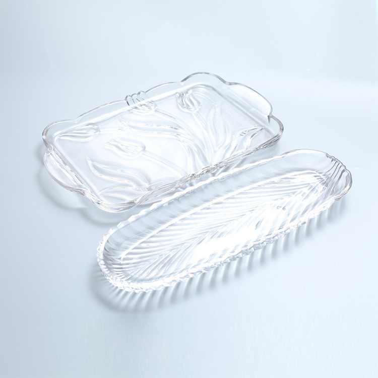 Clear Glassware Glass Dish Dinner Serving Fruit Plate Daily Used Kitchenware In Home Restaurant Party Wedding Fruit Glass Dish