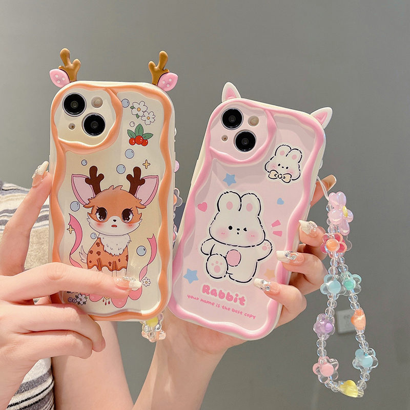 New Cute Cartoon Mobile phone Case Shockproof Soft Back Cover With Lanyard For Realme C55 C21Y C12 C30 4G A78 A58 A98 5G 4G A17