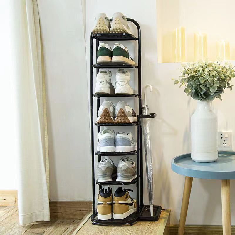 Iron art shoe rack strong durable simple shoe cabinet multilayer household door depends on the wall to save space