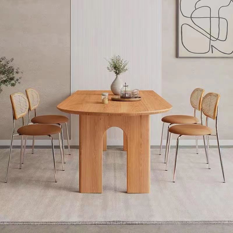 Solid Wood Dining Table Modern Office Negotiation Table Simple Household Oval Peninsula Table Home Furniture Dining Room Sets