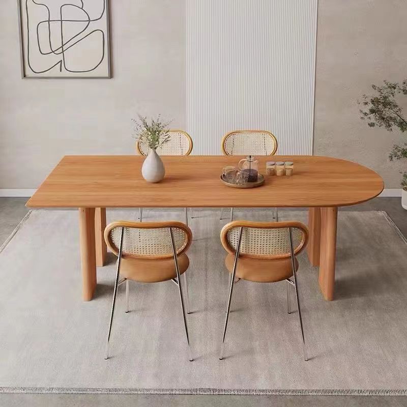 Solid Wood Dining Table Modern Office Negotiation Table Simple Household Oval Peninsula Table Home Furniture Dining Room Sets