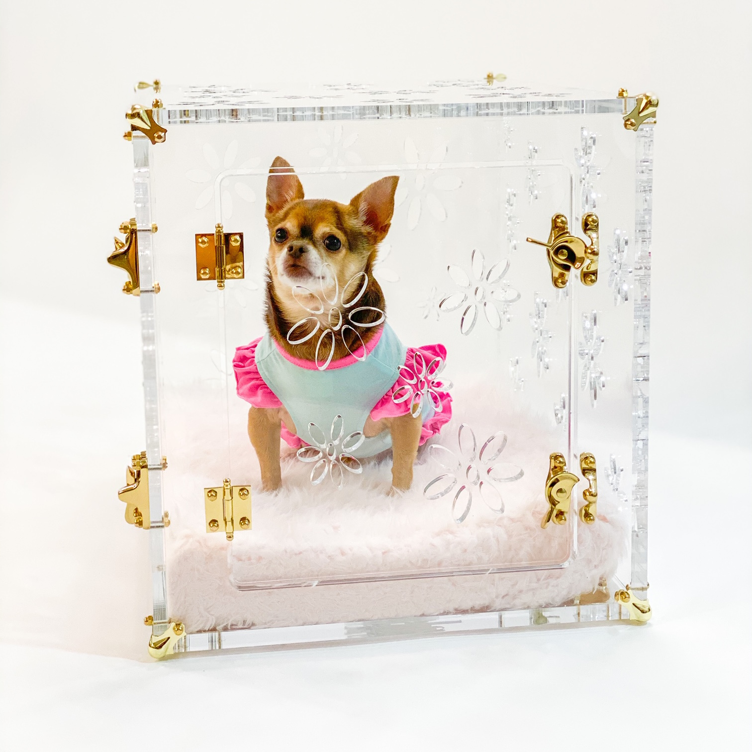 Bright transparent pet products acrylic pet cages dog crate furniture dog crate