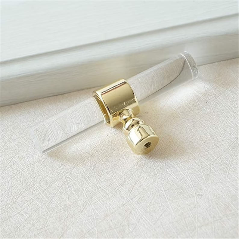 Golden Drawer Pull Acrylic Gold Clear Dresser Pulls Cabinet Handles T Bar Pull Handles Hardware