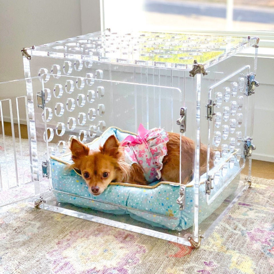 Bright transparent pet products acrylic pet cages dog crate furniture dog crate