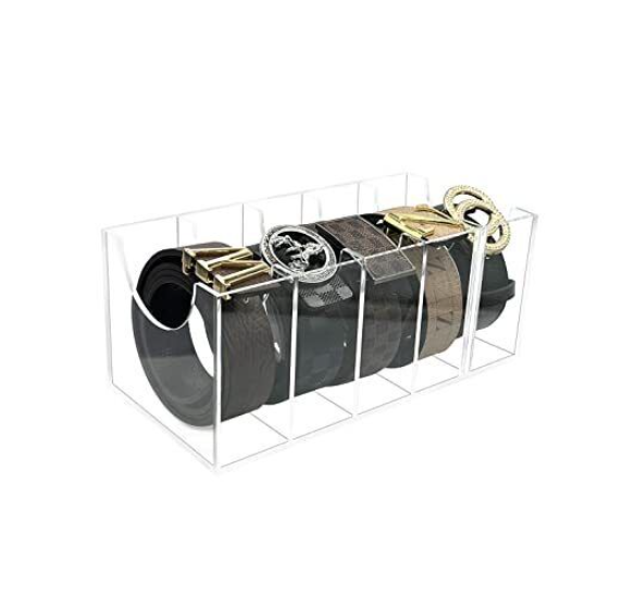 Free Sample Acrylic Belt Organizer 5 Compartments Rack Holder  Acrylic Box Storage for Closet