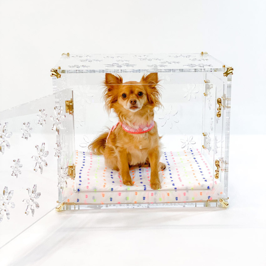 Bright transparent pet products acrylic pet cages dog crate furniture dog crate