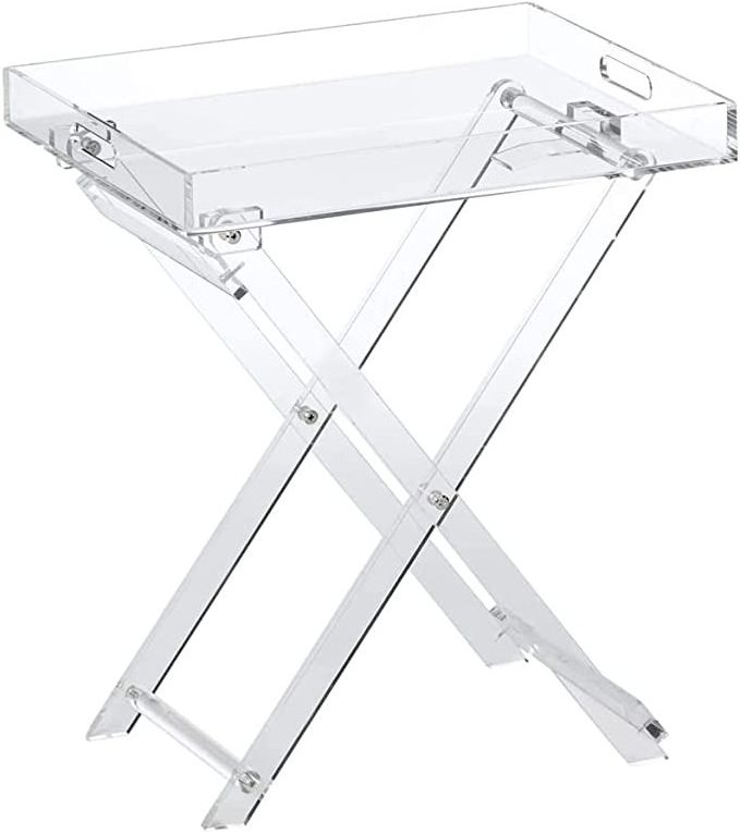 Acrylic Folding Tray Table Modern Chic Accent Desk Kitchen and Bar Acrylic Tray With Stand