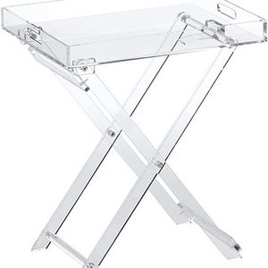 Acrylic Folding Tray Table Modern Chic Accent Desk Kitchen and Bar Acrylic Tray With Stand