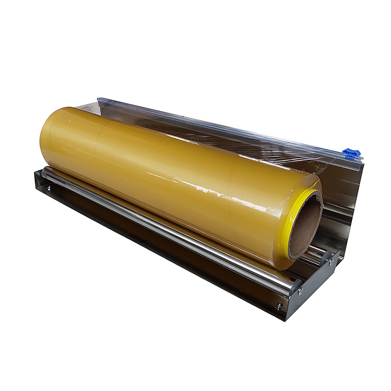 Food wrap roll cutting dispenser