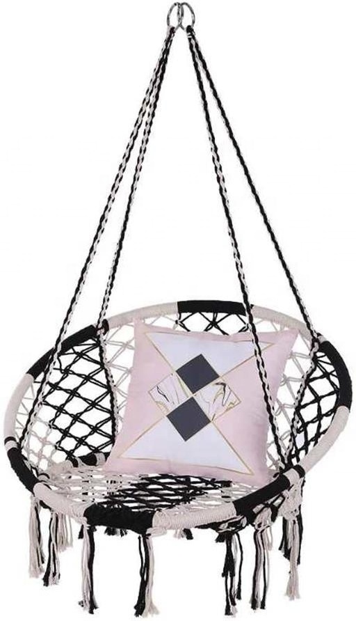 Outdoor/Indoor Round Rope Macrame Swing Chair with cushion