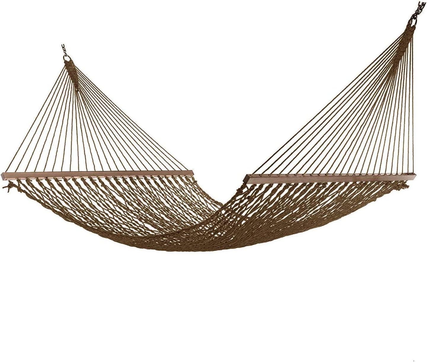 12FT Rope Hammock Quick Dry Rope Hammock with Double Size Solid Wood Spreader Bar Outdoor Patio Yard Poolside Hammock  2 Person