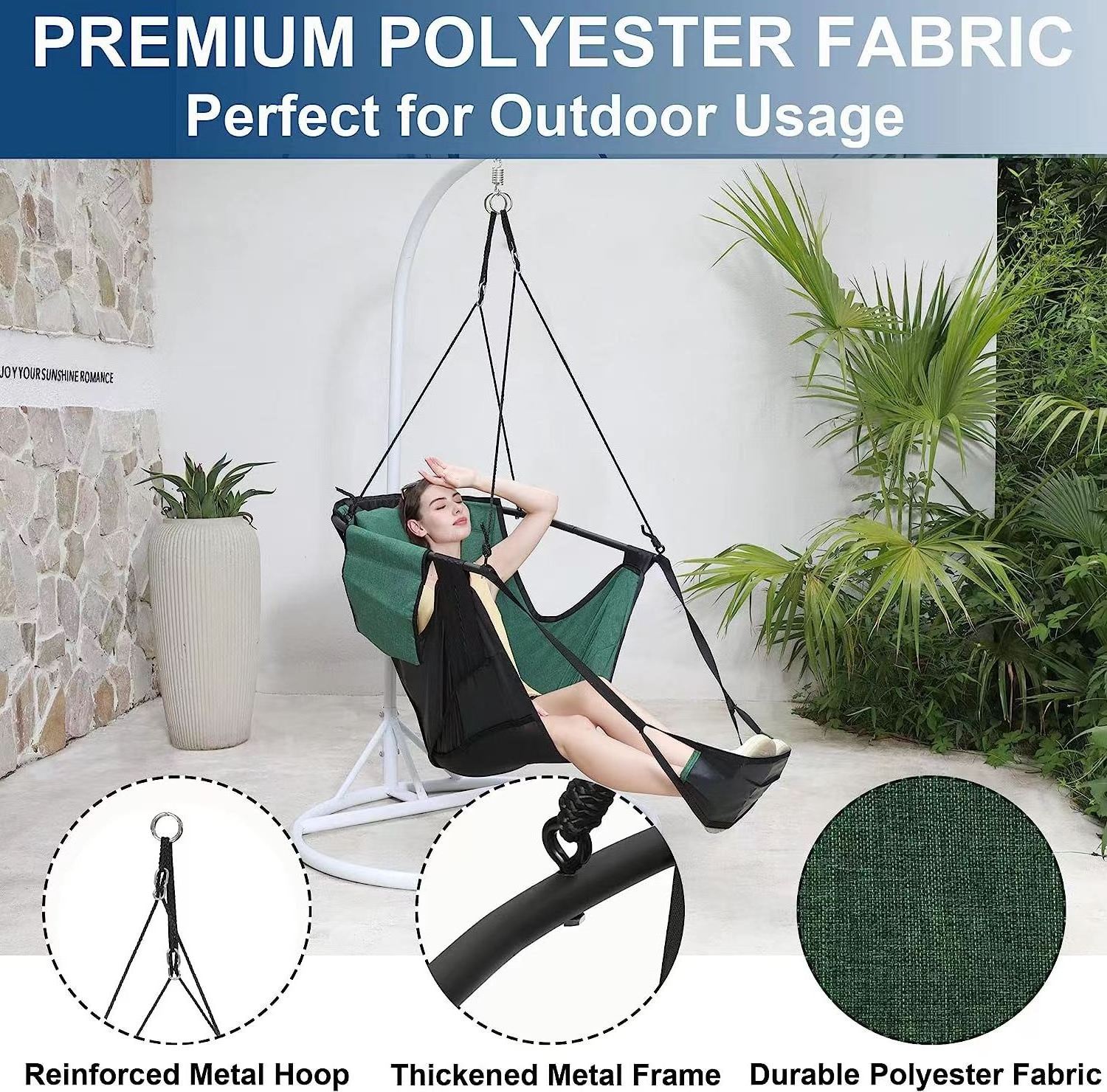 Outdoor Indoor Hammock chair with pillow and foot pads