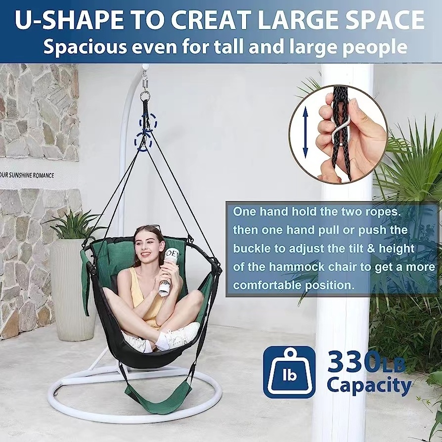 Outdoor Indoor Hammock chair with pillow and foot pads