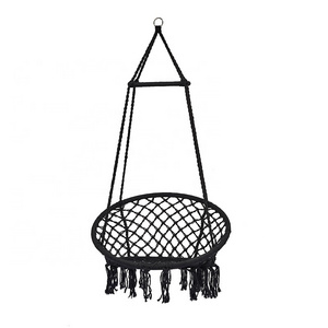 Black Iron Pipe Round Rope Hammock Swing Macrame Hanging Chair