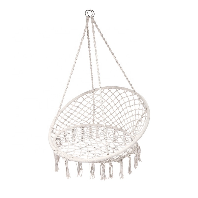 big size  Round Rope Hammock Swing Macrame Hanging Chair with iron pipe