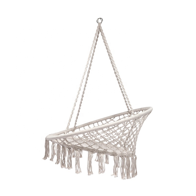 big size  Round Rope Hammock Swing Macrame Hanging Chair with iron pipe