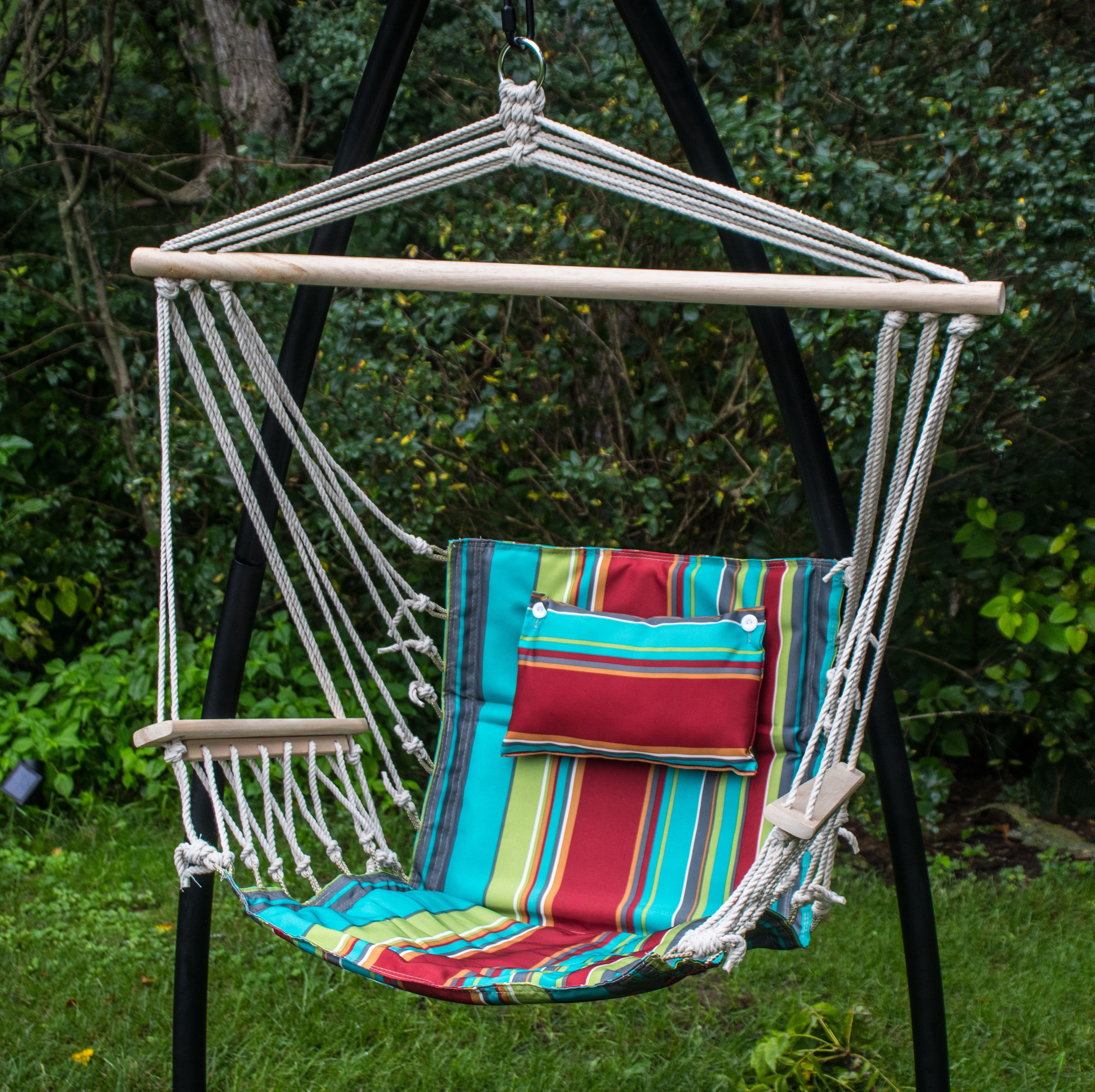 Outdoor Indoor Garden Hammock Macrame Hanging Swing Chair with pillow