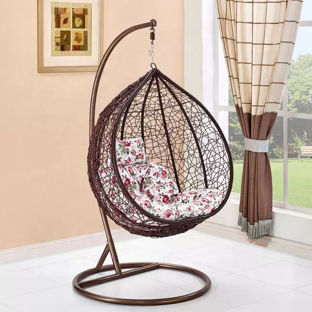 Outdoor Indoor Garden Hammock Macrame Hanging Swing Chair With Pillow And Macrame Lace